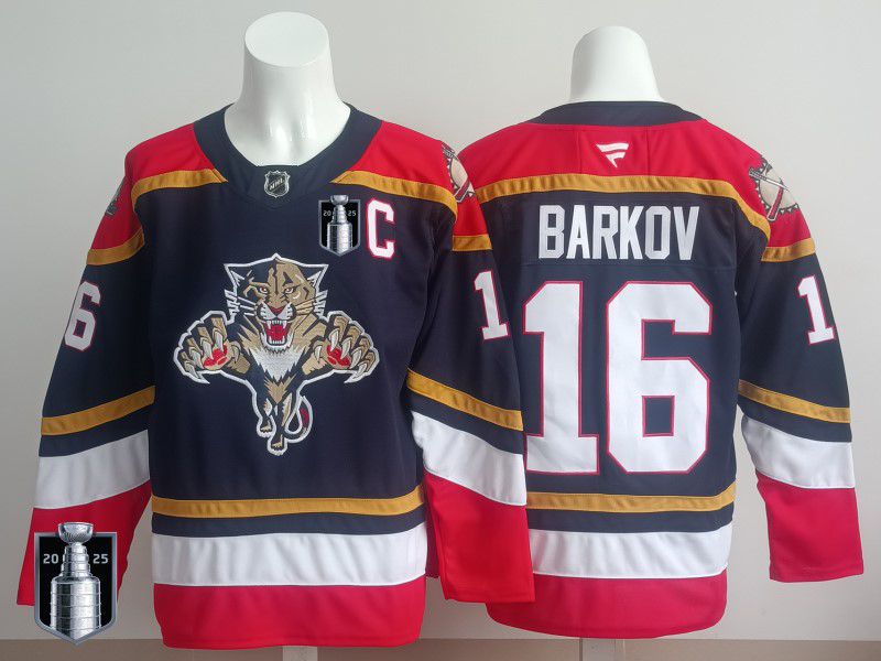 Men 2025 Florida Panthers #16 Barkov Blue Fanatics Home Premium NHL Jersey style 3->florida panthers->NHL Jersey